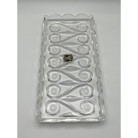 Vintage Golden Crown Lead Crystal 3-Piece Creamer, Sugar Bowl & Tray Set Germany - Picture 11 of 12